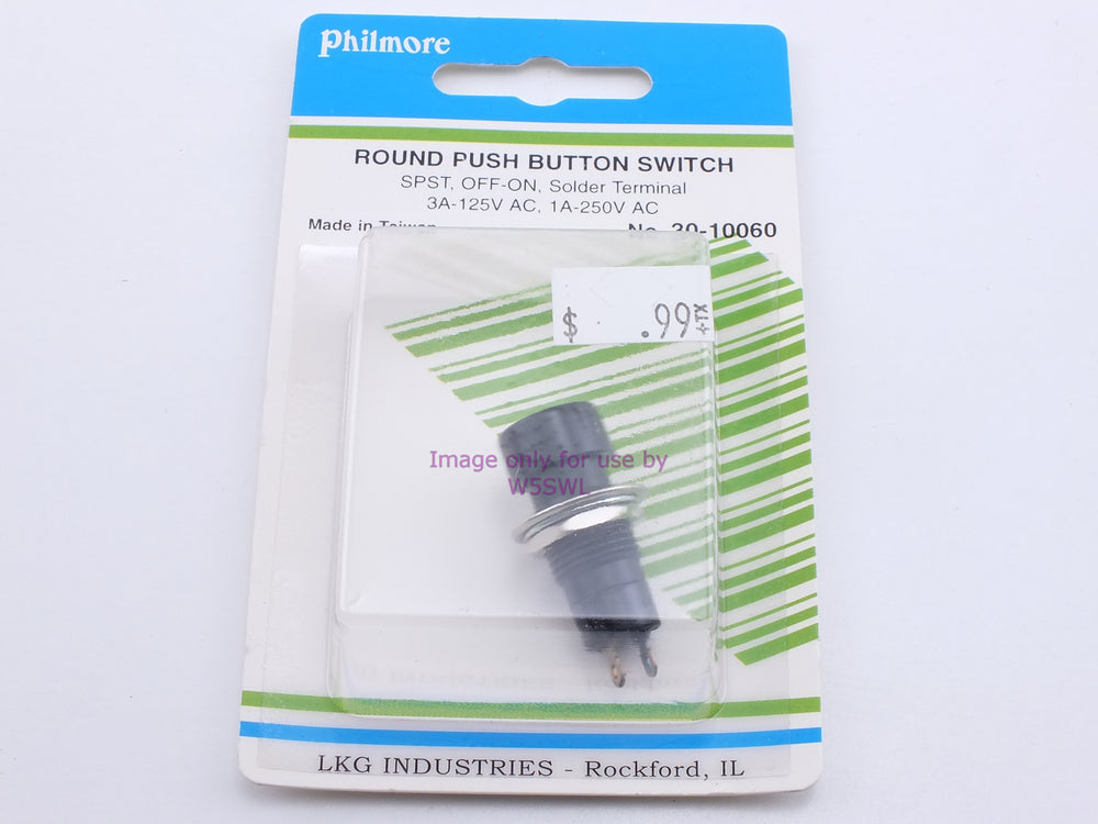 Philmore 30-10060 Round Push Button Switch SPST Off-On Solder 3A-125VAC (bin22) - Dave's Hobby Shop by W5SWL