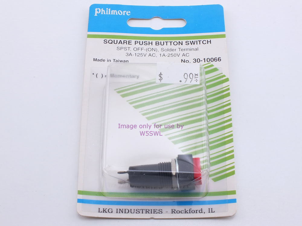 Philmore 30-10066 Square Push Button Switch SPST Off-(On) Momentary Solder 3A-125VAC (bin22) - Dave's Hobby Shop by W5SWL