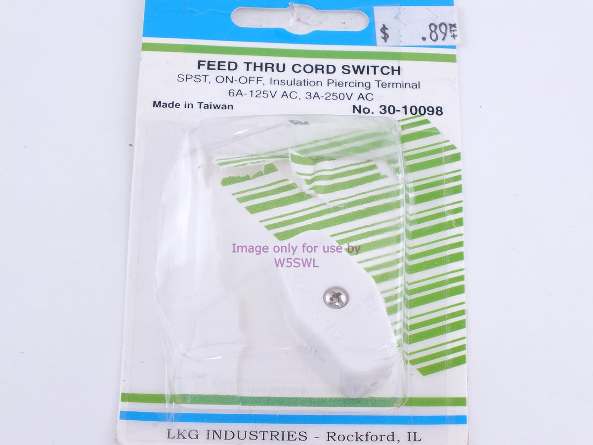 Philmore 30-10098 Feed Thru Cord Switch SPST On-Off Insulation Piercing Term 6A-125VAC (bin112) - Dave's Hobby Shop by W5SWL