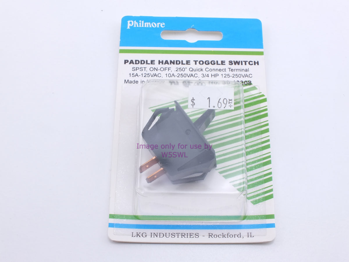 Philmore 30-10308 Paddle Handle Toggle Switch SPST On-Off .250" Quick Connect 15A-125VAC (bin23) - Dave's Hobby Shop by W5SWL