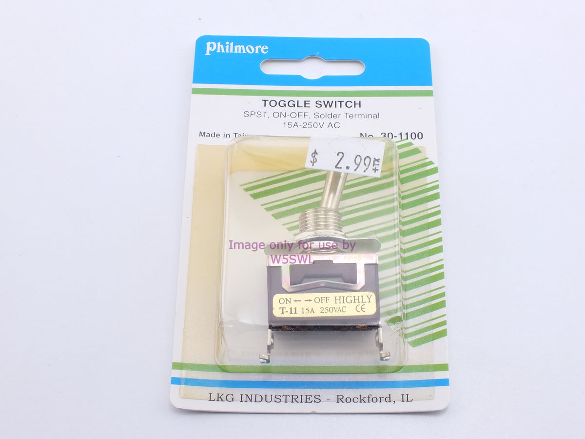 Philmore 30-1100 Toggle Switch SPST On-Off Solder 15A-250VAC (bin18) - Dave's Hobby Shop by W5SWL