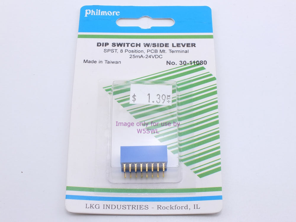 Philmore 30-11080 Dip Switch w/Side Lever SPST 8 Position PCB Mt. 25mA-24VDC (bin24) - Dave's Hobby Shop by W5SWL