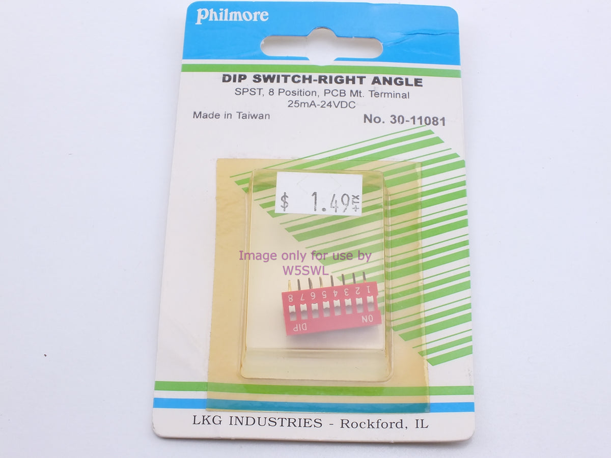 Philmore 30-11081 Dip Switch Right Angle SPST 8 Position PCB Mt. 25mA-24VDC (bin24) - Dave's Hobby Shop by W5SWL