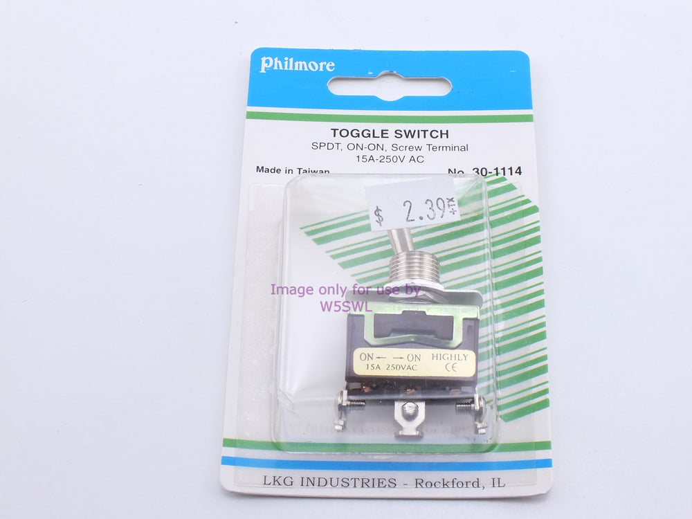 Philmore 30-1114 Toggle Switch SPDT On-On Screw 15A-250VAC (bin19) - Dave's Hobby Shop by W5SWL