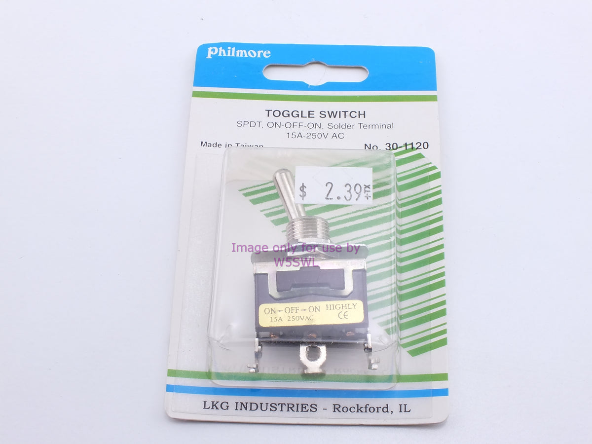 Philmore 30-1120 Toggle Switch SPDT On-Off-On Solder 15A-250VAC (bin19) - Dave's Hobby Shop by W5SWL