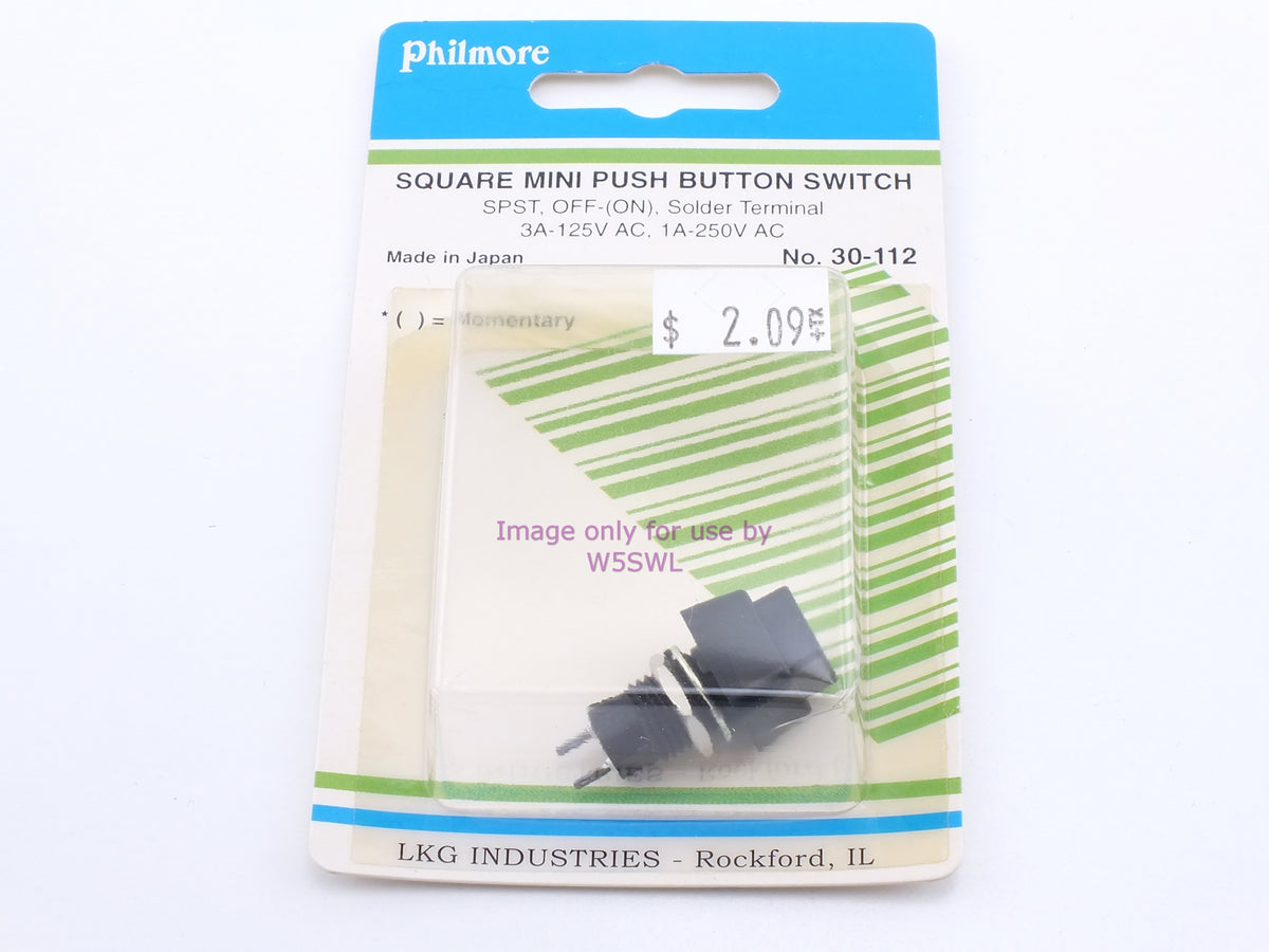 Philmore 30-112 Sqr Mini Push Button Switch SPST Off-(On) Momentary Solder 3A 125VAC (bin14) - Dave's Hobby Shop by W5SWL