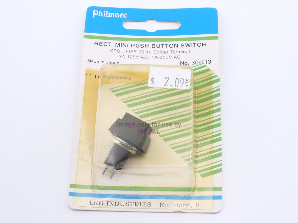 Philmore 30-113 Rect Mini Push Button Switch SPST Off-(On) Momentary Solder 3A 125VAC (bin14) - Dave's Hobby Shop by W5SWL