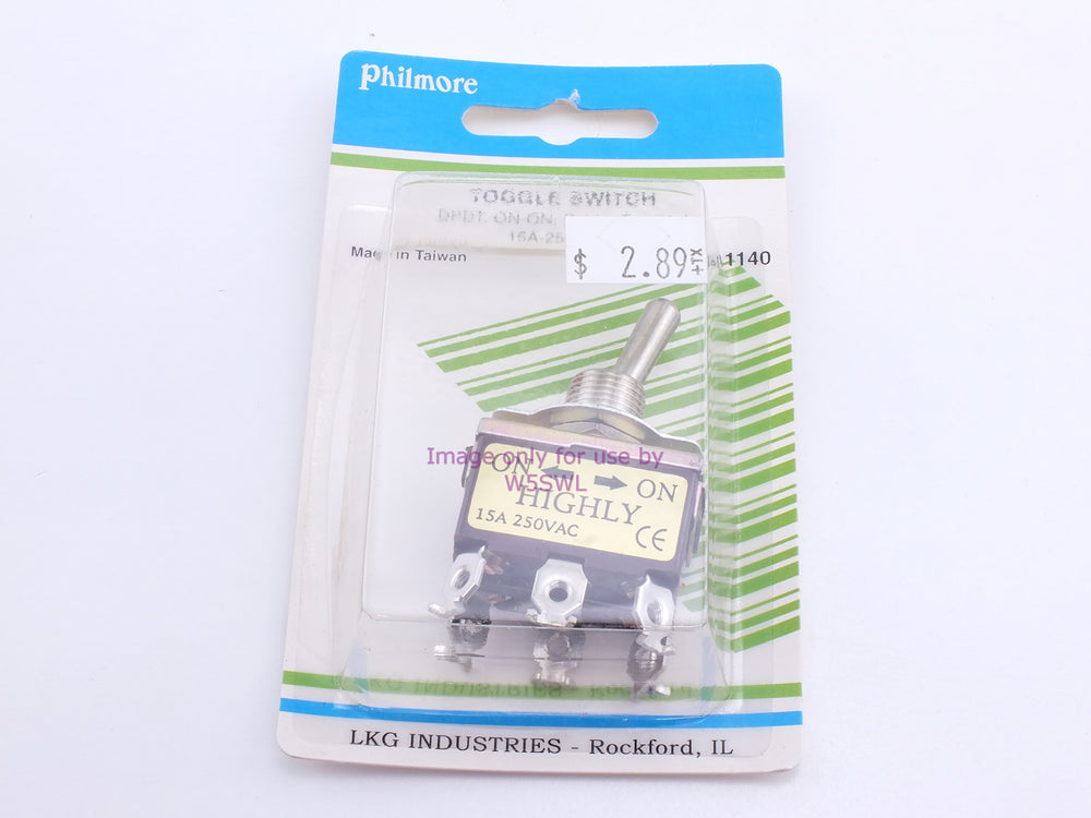 Philmore 30-1140 Toggle Switch DPDT On-On Solder 15A-250VAC (bin19) - Dave's Hobby Shop by W5SWL