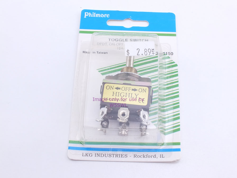 Philmore 30-1150 Toggle Switch DPDT On-Off-On Solder 15A-250VAC (bin19) - Dave's Hobby Shop by W5SWL