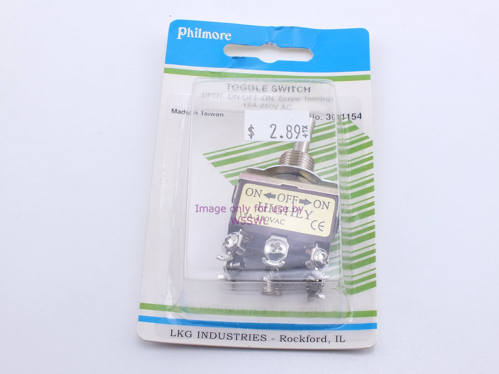 Philmore 30-1154 Toggle Switch DPDT On-Off-On Screw 15A-250VAC (bin19) - Dave's Hobby Shop by W5SWL
