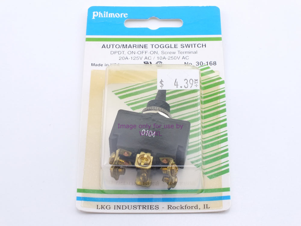 Philmore 30-168 Auto/Marine Toggle Switch DPDT On-Off-On Screw 20A-125VAC (bin16) - Dave's Hobby Shop by W5SWL