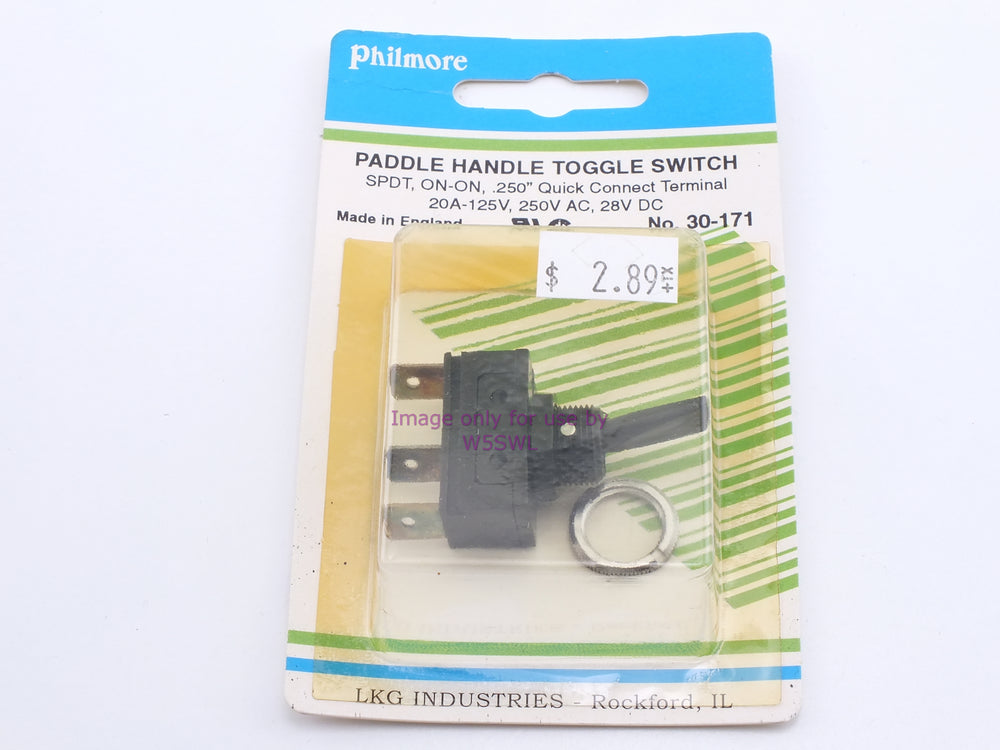 Philmore 30-171 Paddle Handle Toggle Switch SPST On-On .250" Quick Connect 20A-125VAC (bin16) - Dave's Hobby Shop by W5SWL
