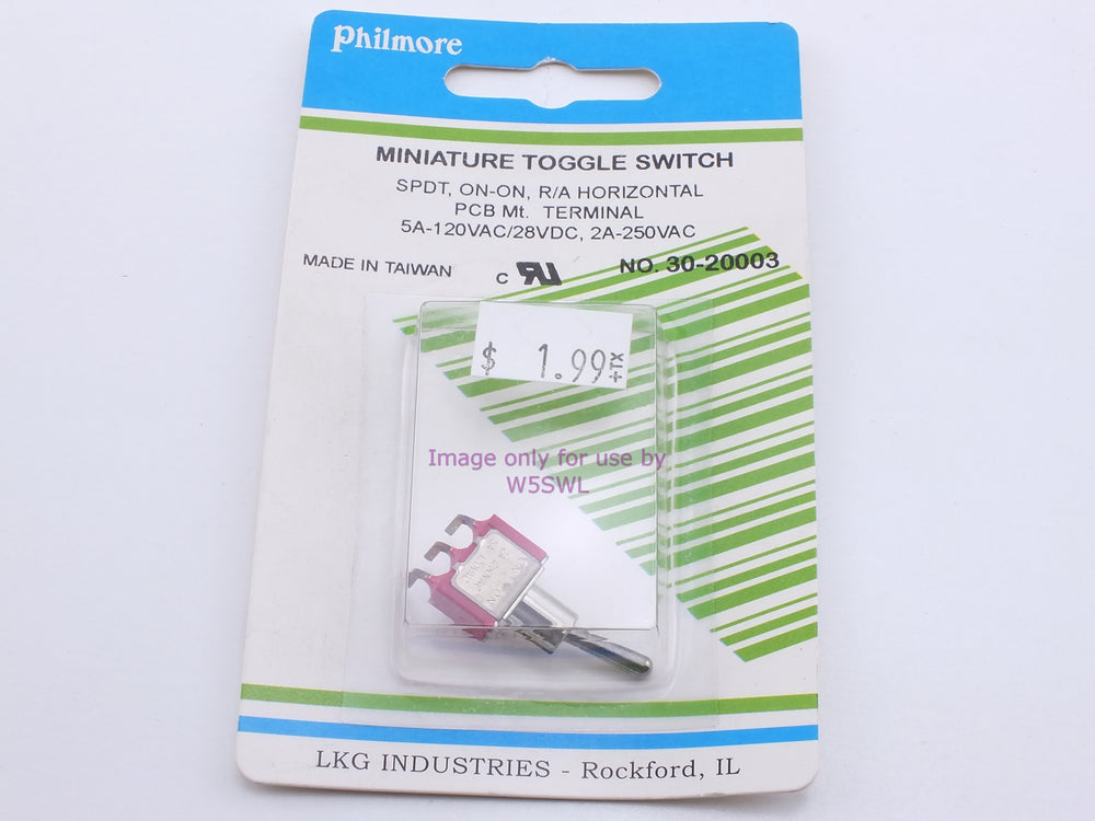 Philmore 30-20003 Mini Toggle Switch SPDT On-On R/A Horizontal PCB Mt. 5A-120VAC/28VDC (bin26) - Dave's Hobby Shop by W5SWL