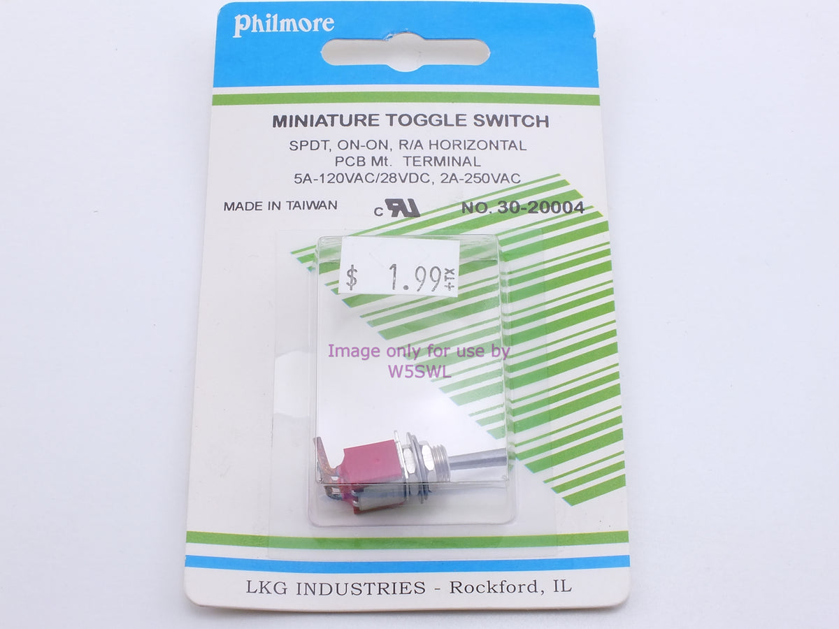 Philmore 30-20004 Mini Toggle Switch SPDT On-On R/A Horizontal PCB Mt. 5A-120VAC/28VDC (bin26) - Dave's Hobby Shop by W5SWL