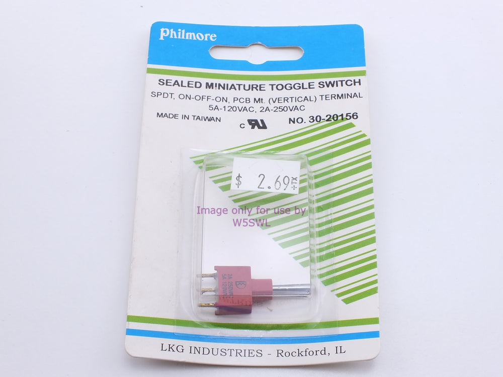 Philmore 30-20156 Sealed Mini Toggle Switch SPDT On-Off-On PCB Mt. (Vertical) 5A-120VAC (bin27) - Dave's Hobby Shop by W5SWL