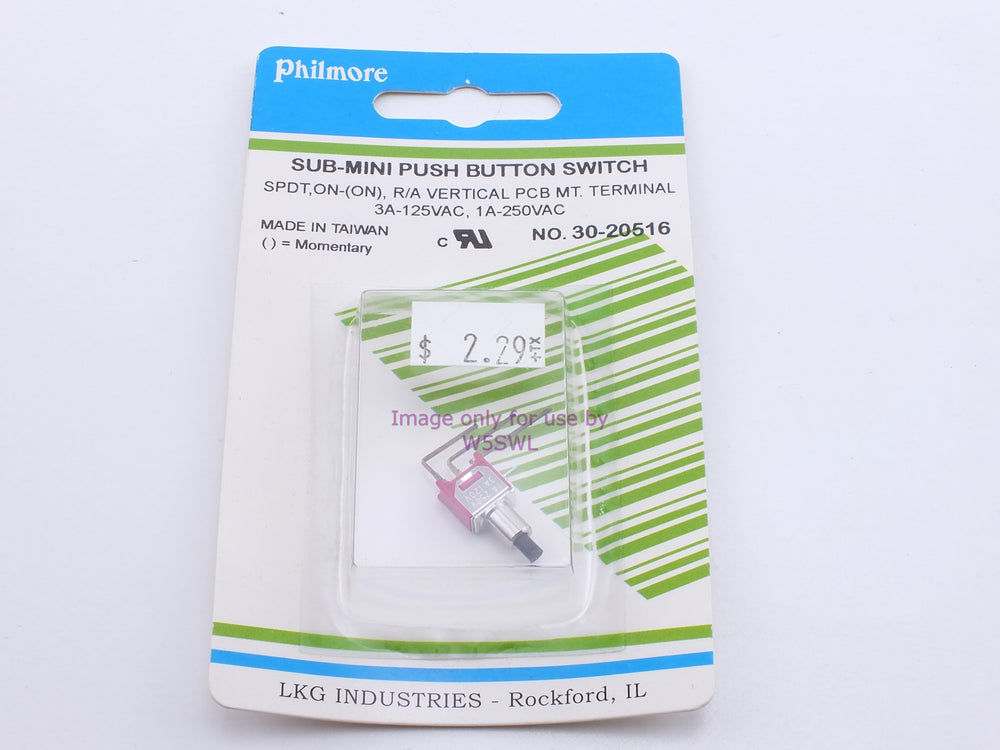 Philmore 30-20516 Sub-Mini Push Button Switch SPDT On-(On) Momentary R/A Vertical PCB Mt. 3A-125VAC (bin27) - Dave's Hobby Shop by W5SWL