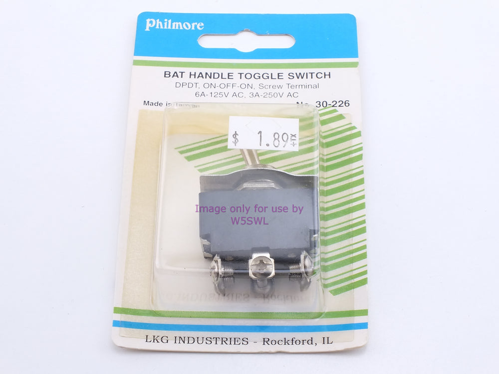 Philmore 30-226 Bat Handle Toggle Switch DPDT On-Off-On Screw 6A-125VAC (bin16) - Dave's Hobby Shop by W5SWL