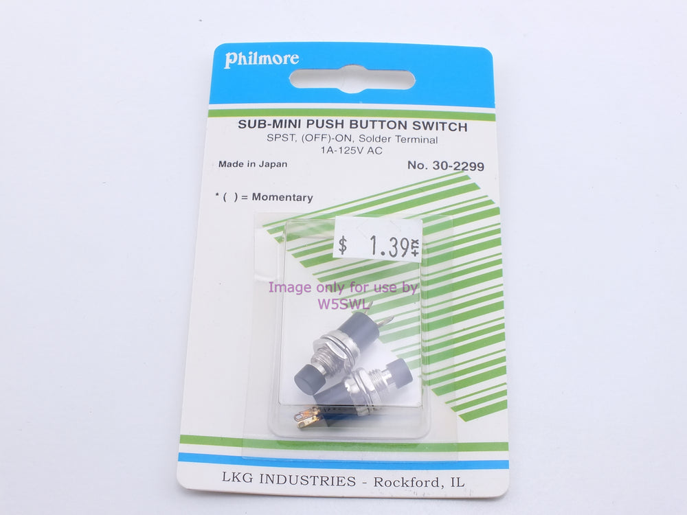 Philmore 30-2299 Sub-Mini Push Button Switch SPST (Off)-On Momentary Solder 1A-125VAC (bin20) - Dave's Hobby Shop by W5SWL