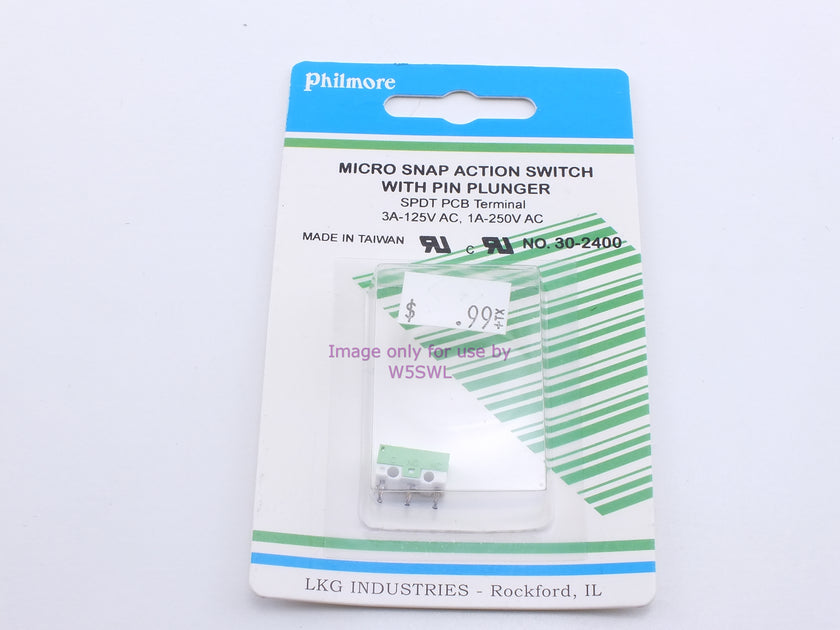 Micro Snap Sensor Philmore 30-2400 Micro Snap Action Switch w/ Pin Plunger SPDT PCB 3A ...