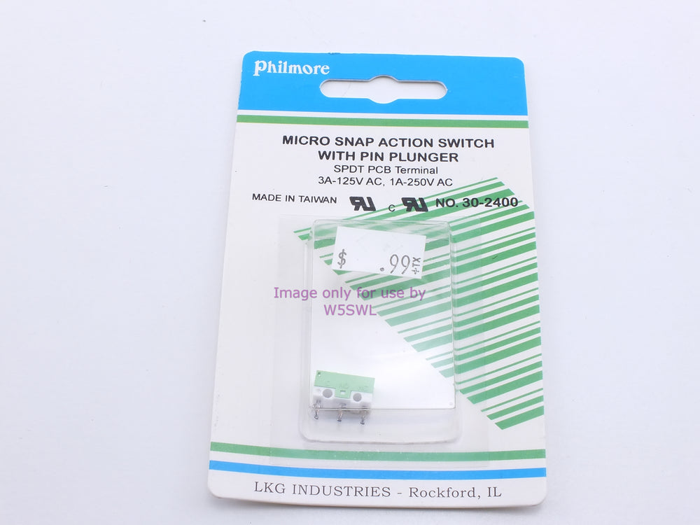 Philmore 30-2400 Micro Snap Action Switch w/ Pin Plunger SPDT PCB 3A-125VAC (bin20) - Dave's Hobby Shop by W5SWL