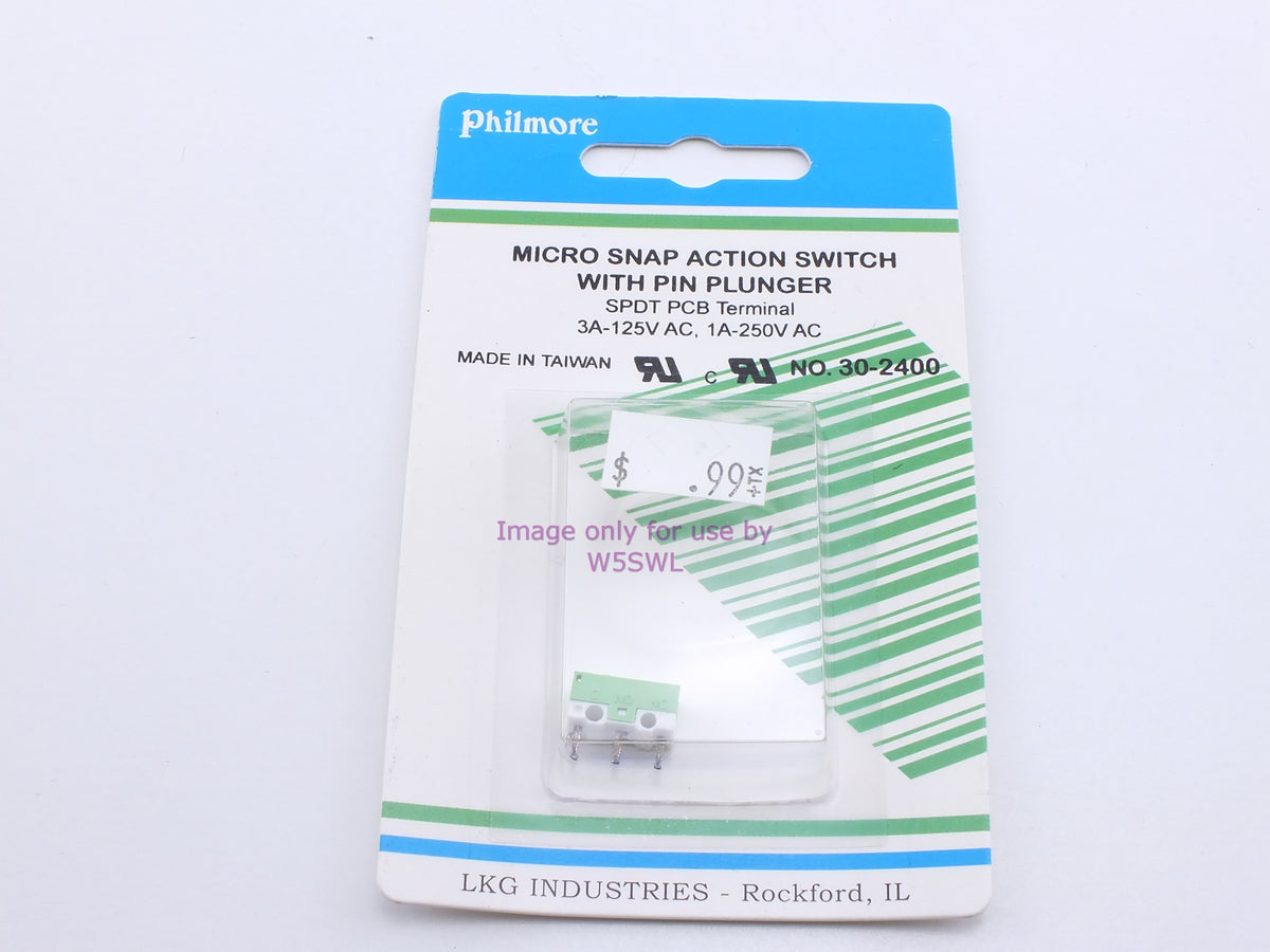 Philmore 30-2400 Micro Snap Action Switch w/ Pin Plunger SPDT PCB 3A-125VAC (bin20) - Dave's Hobby Shop by W5SWL