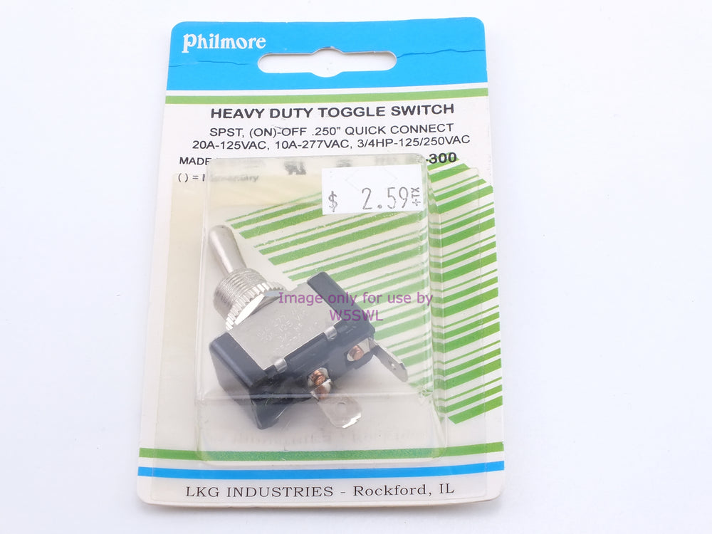 Philmore 30-300 Heavy Duty Toggle Switch SPST (On)-Off Momentary .250" Quick Connect 20A-125VAC (bin16) - Dave's Hobby Shop by W5SWL