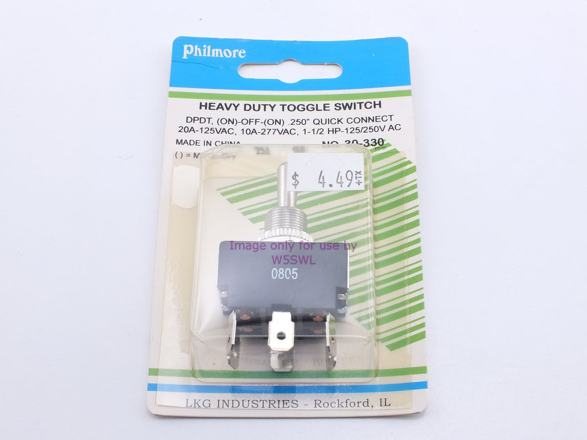 Philmore 30-330 Heavy Duty Toggle Switch DPDT (On)-Off-(On) Momentary .250" Quick Connect 20A-125VAC (bin17) - Dave's Hobby Shop by W5SWL