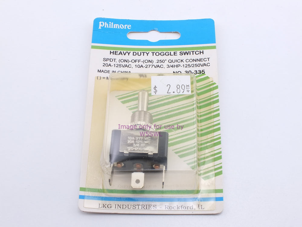 Philmore 30-335 Heavy Duty Toggle Switch SPDT (On)-Off-(On) Momentary .250" Quick Connect 20A-125VAC (bin17) - Dave's Hobby Shop by W5SWL
