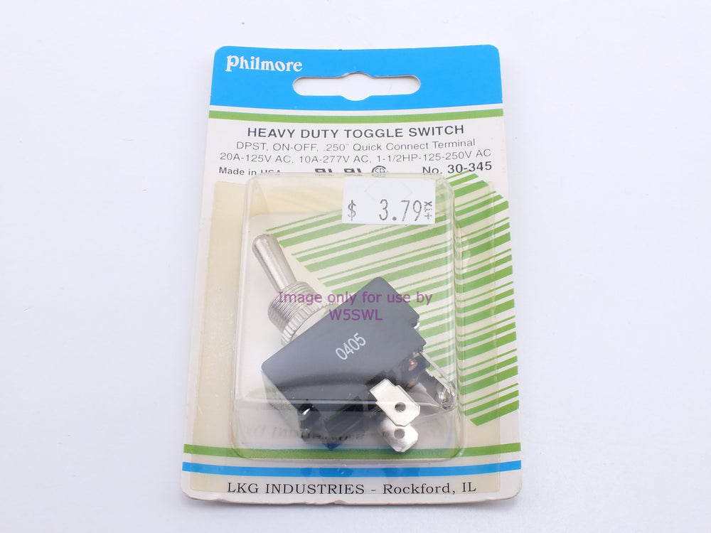 Philmore 30-345 Heavy Duty Toggle Switch DPST On-Off .250" Quick Connect 20A-125VAC (bin17) - Dave's Hobby Shop by W5SWL