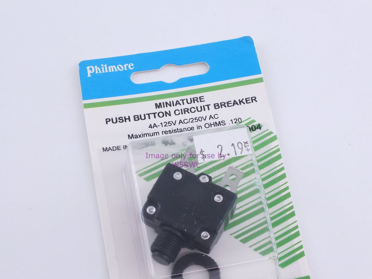 Philmore 30-6004 Mini Push Button Circuit Breaker 4A-125VAC/250VAC Max. Resistance in Ohms .120 (bin62) - Dave's Hobby Shop by W5SWL