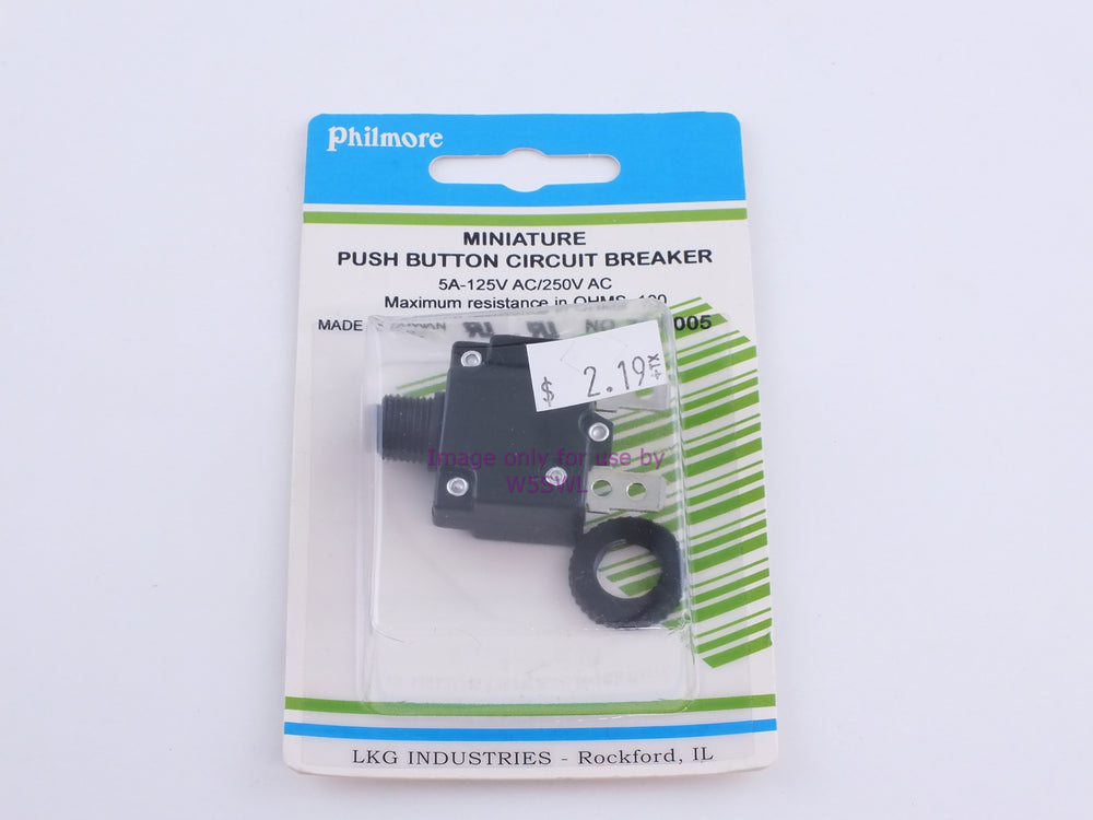 Philmore 30-6005 Mini Push Button Circuit Breaker 5A-125VAC/250VAC (bin87) - Dave's Hobby Shop by W5SWL