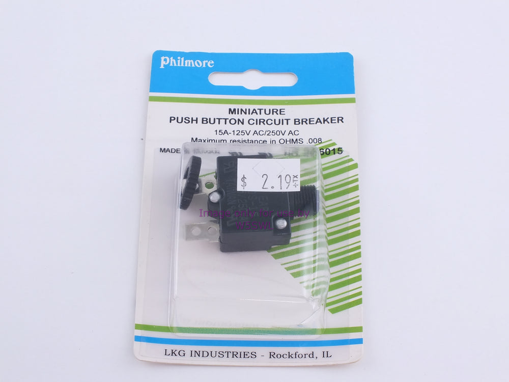 Philmore 30-6015 Mini Push Button Circuit Breaker 15A-125VAC/250VAC (bin87) - Dave's Hobby Shop by W5SWL