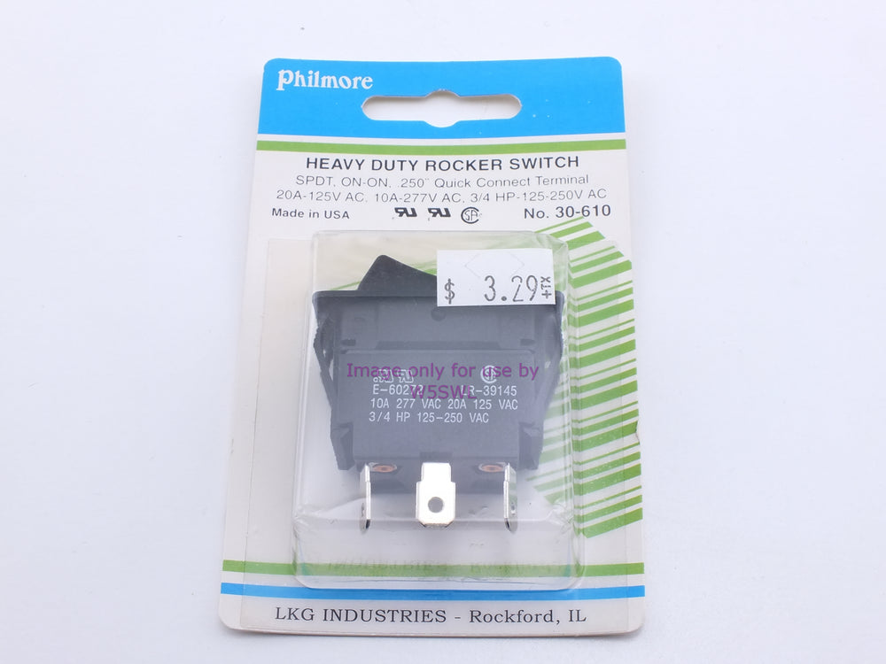 Philmore 30-610 Heavy Duty Rocker Switch SPDT On-On .250" Quick Connect 20A-125VAC (bin17) - Dave's Hobby Shop by W5SWL