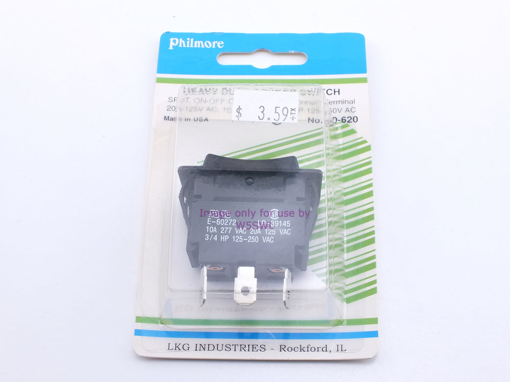 Philmore 30-620 Heavy Duty Rocker Switch SPDT On-Off-On .250" Quick Connect 20A-125VAC (bin17) - Dave's Hobby Shop by W5SWL