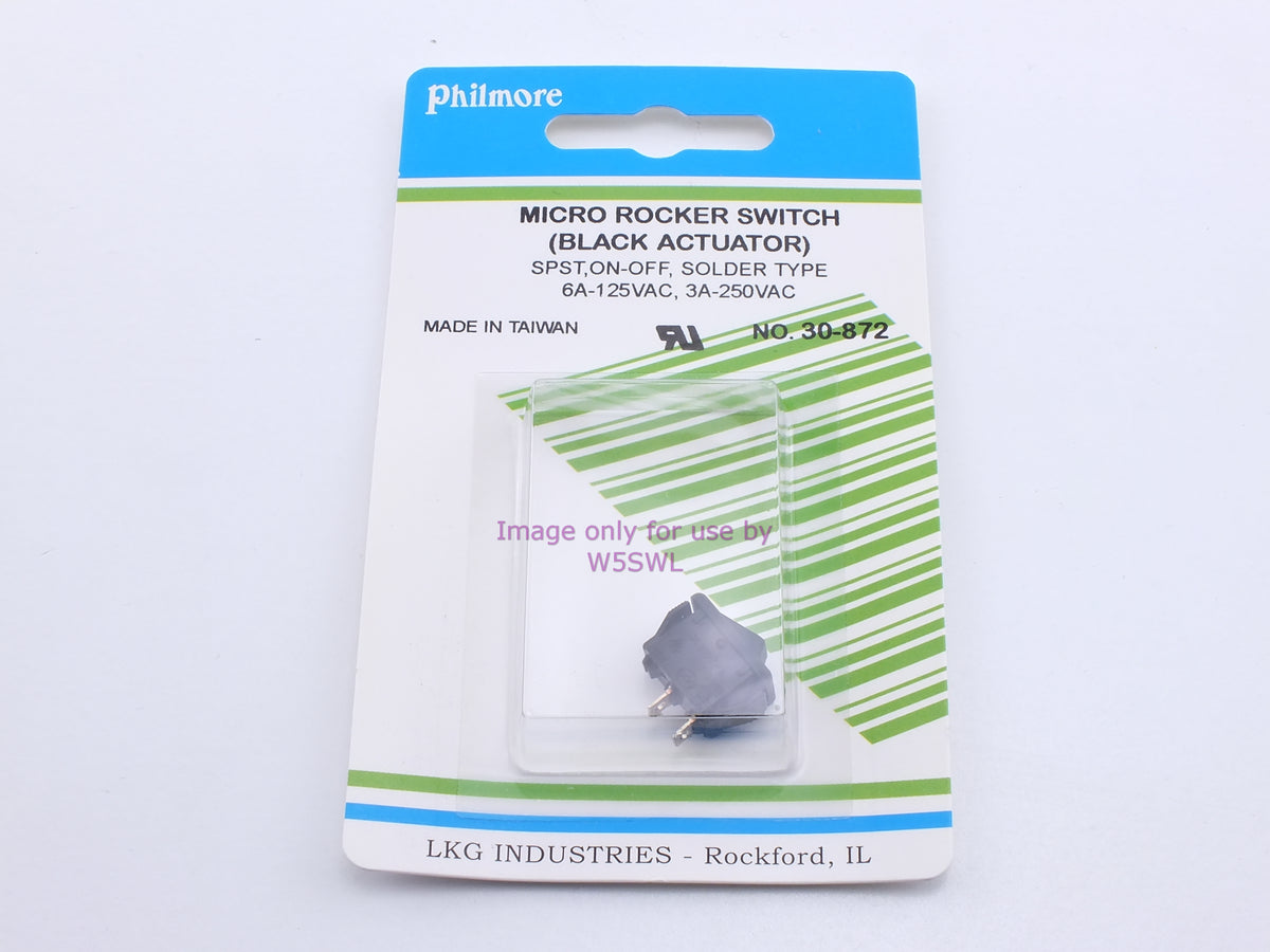 Philmore 30-872 Micro Rocker Switch Black Actuator SPST On-Off Solder 6A-125VAC (bin18) - Dave's Hobby Shop by W5SWL