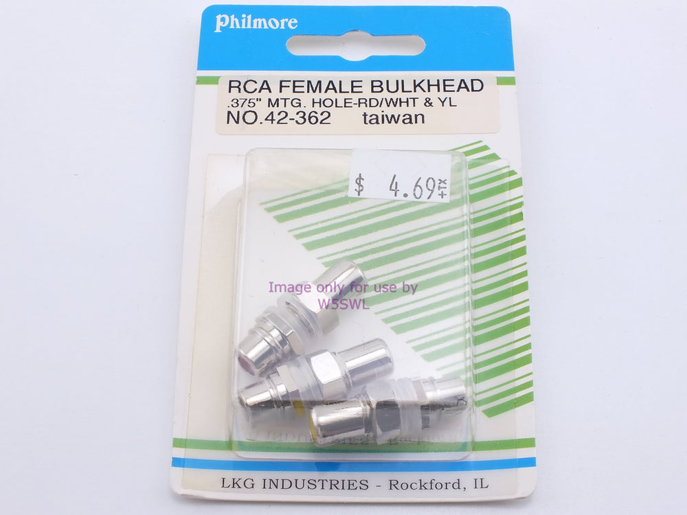 Philmore 42-362 RCA Female Bulkhead Connector Set Red/White/Yel (Bin61) - Dave's Hobby Shop by W5SWL