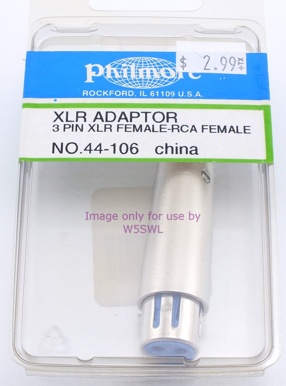 Philmore 44-106 XLR Adapter 3 Pin XLR Female to RCA Female (Bin2) - Dave's Hobby Shop by W5SWL