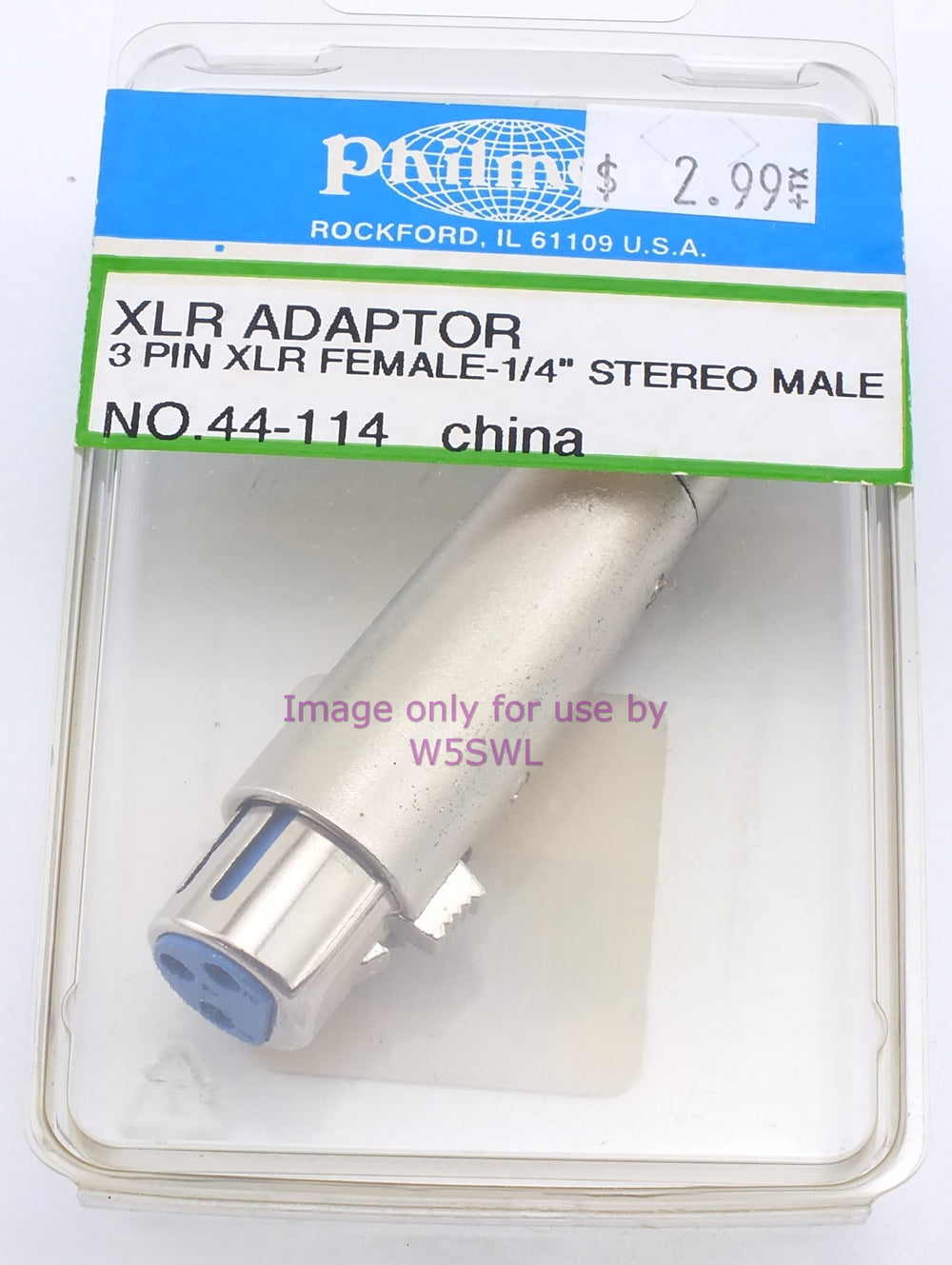 Philmore 44-114 XLR Adapter 3Pin XLR Female to 1/4" Stereo Male (Bin2) - Dave's Hobby Shop by W5SWL