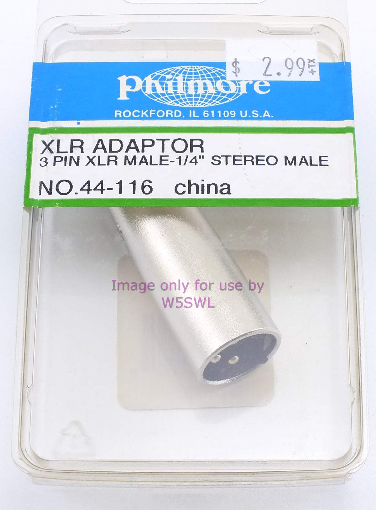 Philmore 44-116 XLR Adapter 3 Pin XLR Male to 1/4" Stereo Male (Bin2) - Dave's Hobby Shop by W5SWL
