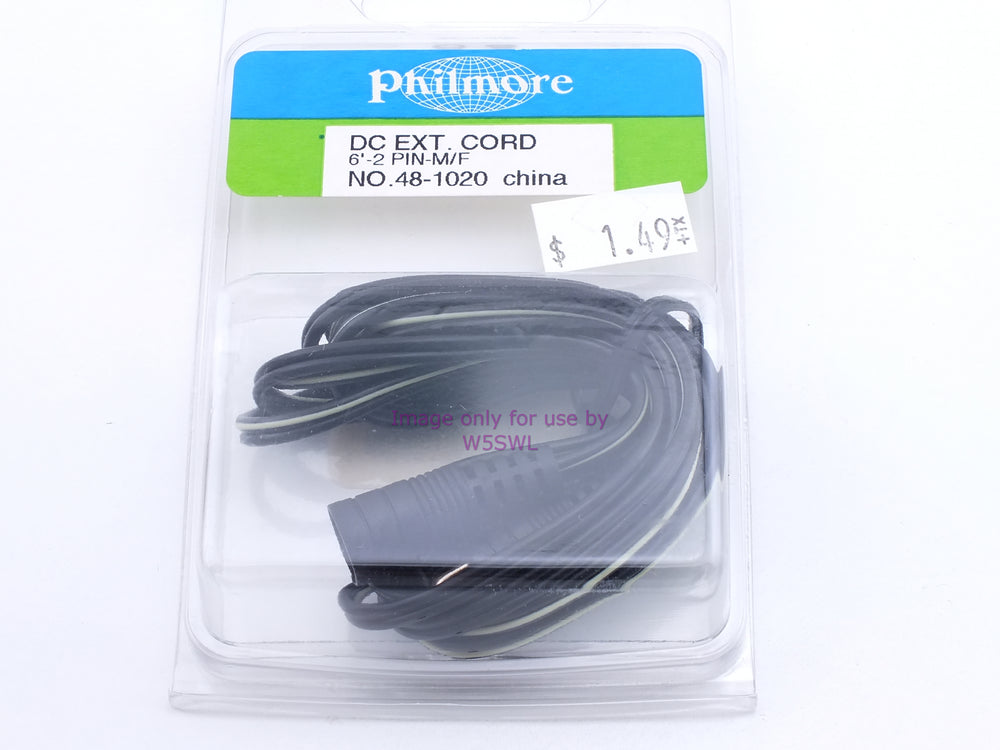 Philmore 48-1020 DC Ext Cord 6ft 2 Pin Male to Female (bin5) - Dave's Hobby Shop by W5SWL