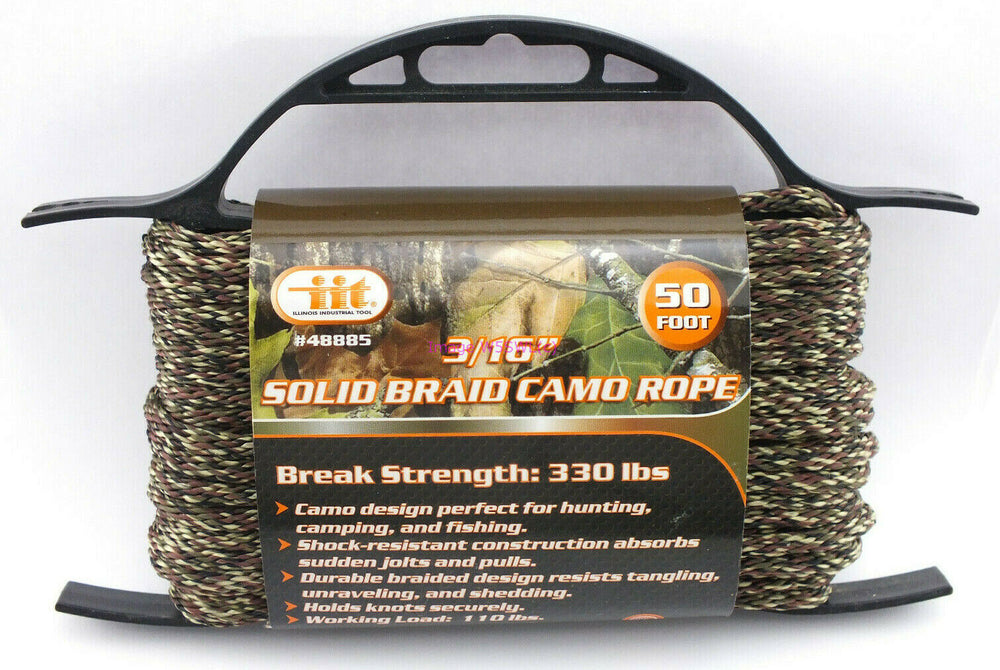 3/16" x 50ft Camo Solid Braid Rope 330lbs Dipole Antenna Support Dark Brown - Dave's Hobby Shop by W5SWL