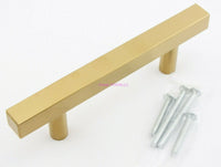 Load image into Gallery viewer, Cabinet Equipment Gear Handles 5&quot; Long Square Tube Brushed Brass Color - Dave&#39;s Hobby Shop by W5SWL
