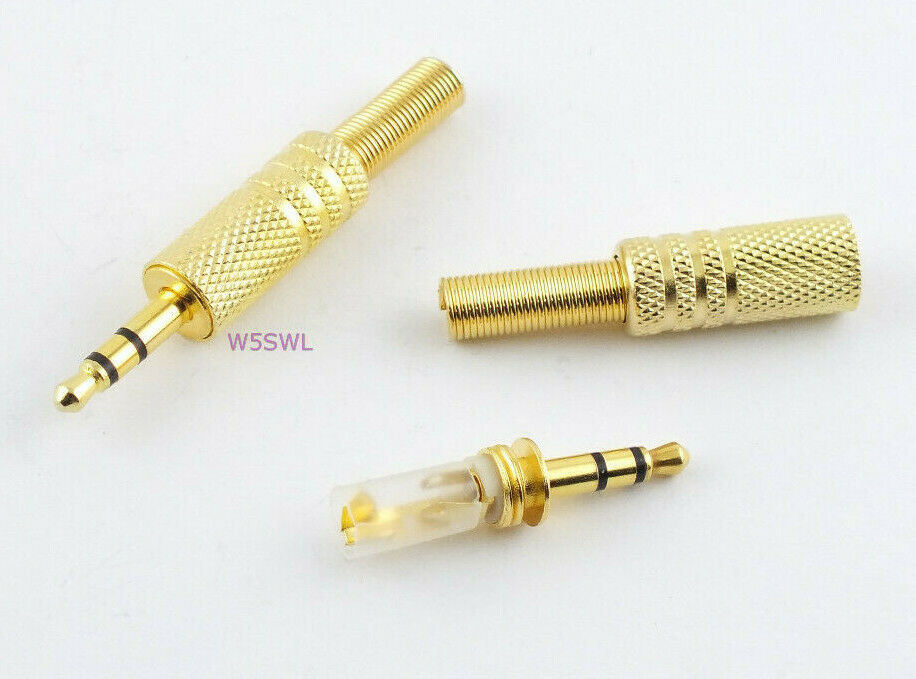 Phone Plug 1/8" 3.5mm Stereo Gold Color Metal 5-Pack - Dave's Hobby Shop by W5SWL