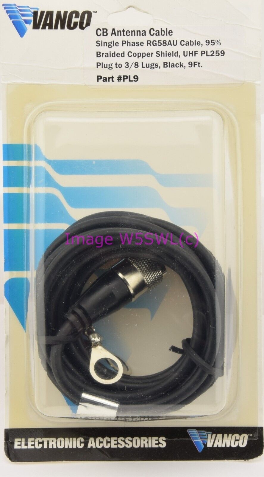 VANCO Antenna Cable RG58AU 9Ft PL-259 to Lugs - Dave's Hobby Shop by W5SWL
