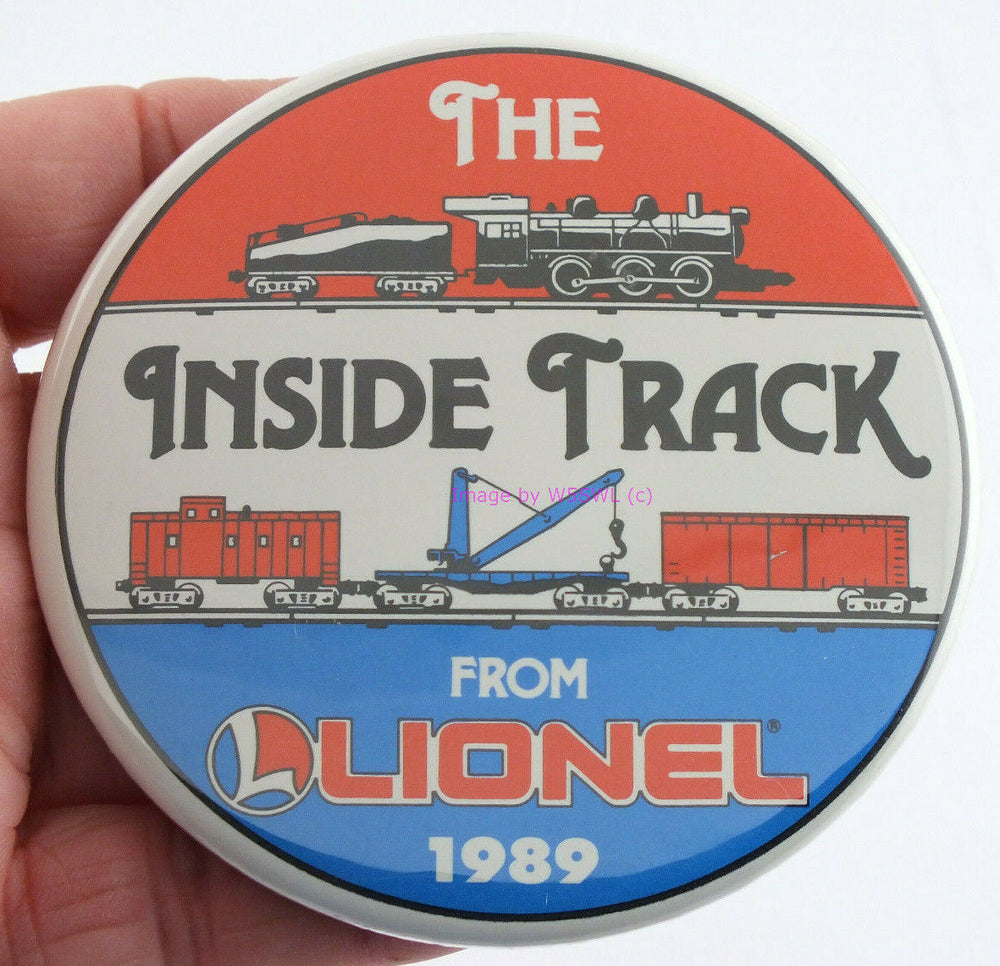 Lionel 1989 The Inside Track Button - Dave's Hobby Shop by W5SWL