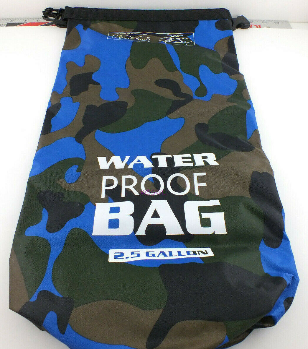 Camping Bag Hiking 2-1/2 Gallon Blue Camo Waterproof Roll Top Rip Stop - Dave's Hobby Shop by W5SWL