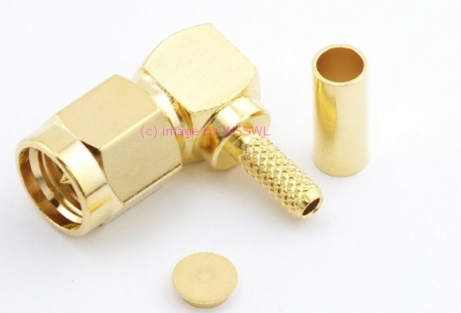 W5SWL SMA Male Coax Connector 90 Deg  Right Angle Crimp LMR-100 RG-174 2-Pack - Dave's Hobby Shop by W5SWL