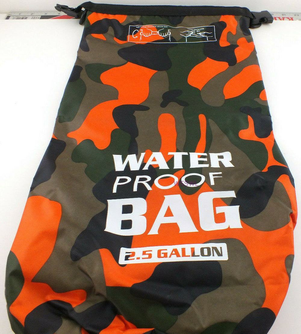 Camping Bag Hiking 2-1/2 Gallon Orange Camo Waterproof Roll Top Rip Stop - Dave's Hobby Shop by W5SWL