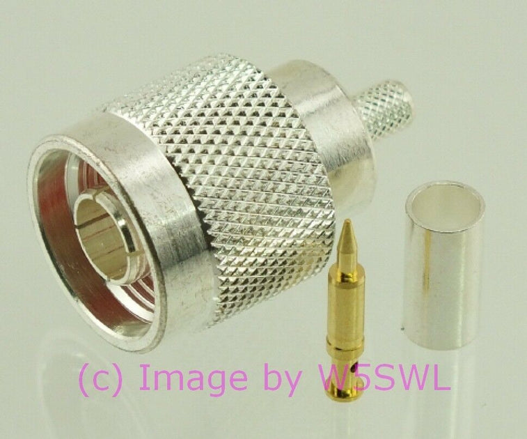 N Male Coax Connector – Crimp Style For RG-58, LMR-195 Series – By W5SWL, USA Ham Radio Seller