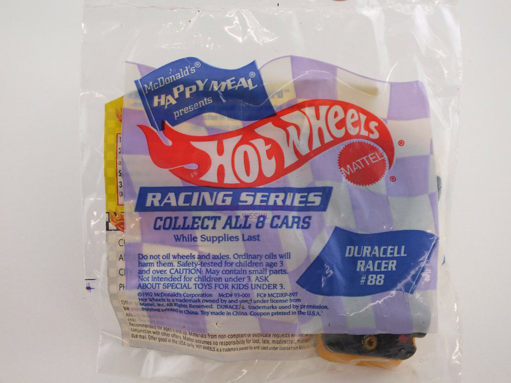 McDonalds Happy Meal Hot Wheels Duracell Racer #88 1992 NEW in Package Set of 4 - Dave's Hobby Shop by W5SWL